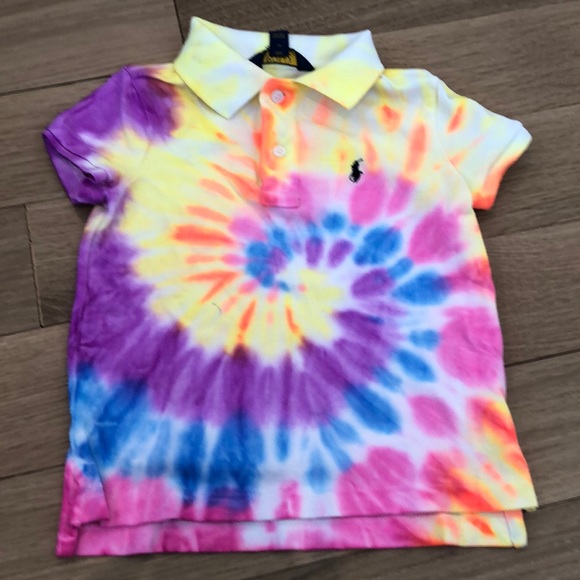 Tie-dye Polo Ralph lauren rainbow short sleeve polo collared shirt - Picture 1 of 7
